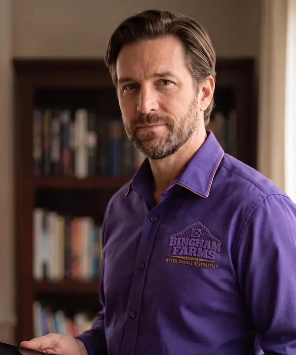 A restoration technician in the company uniform